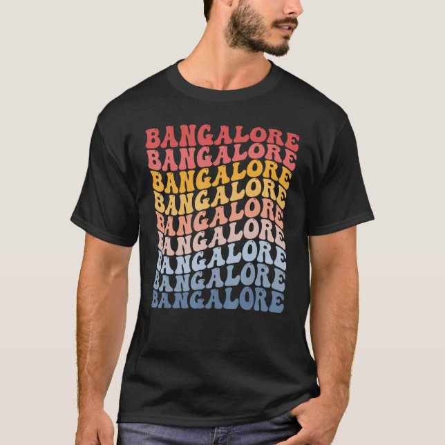 Bangalore City Groovy Retro T-Shirt (Vorderseite)