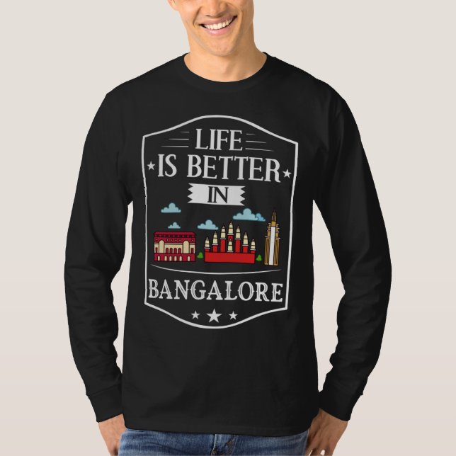 Bangalore India City Skyline Map Travel T-Shirt (Vorderseite)