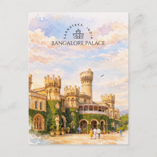 Bangalore-Palast Indien Aquarell Reiseerinnerung Feiertagspostkarte