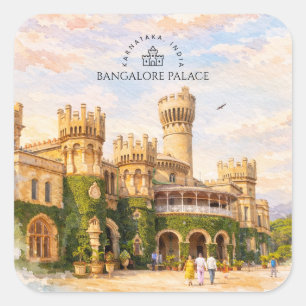 Bangalore Palast Indien Aquarell Reiseerinnerung Quadratischer Aufkleber