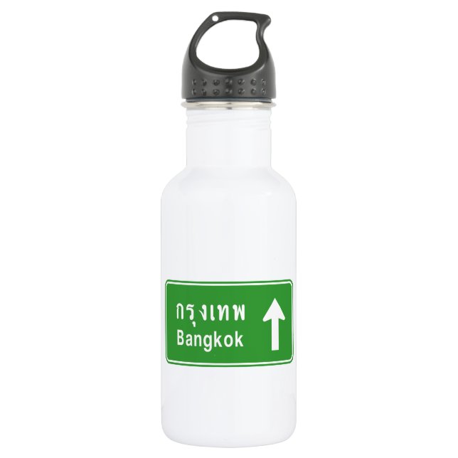 Bangkok Ahead ⚠ Thai Highway Traffic ⚠ Edelstahlflasche (Vorderseite)