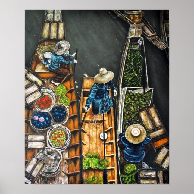 Bangkok, Floating Market Print Poster (Vorne)