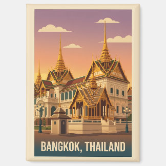 Bangkok Grand Palace Nacht Vintage Reiseplakat Magnet