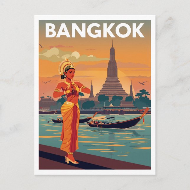 Bangkok-Reiseposter Postkarte (Vorderseite)