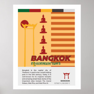 Bangkok Retro Style Thailand Wall Art Poster