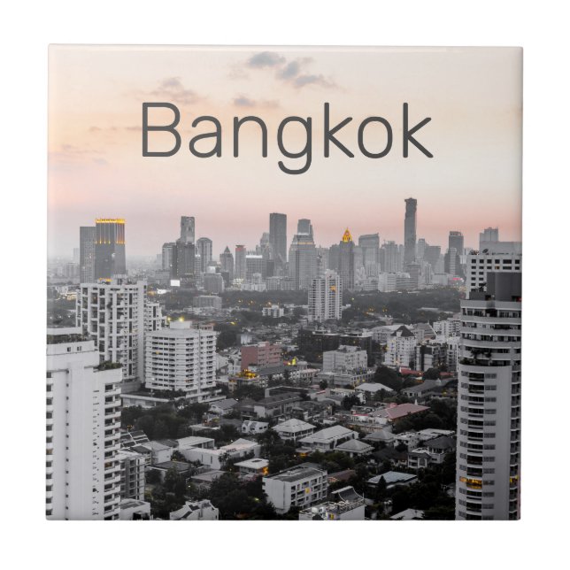 Bangkok Skyline Sunset Panorama BKK Thailand Fliese (Vorderseite)