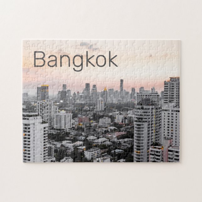 Bangkok Skyline Sunset Panorama BKK Thailand Puzzle (Horizontal)