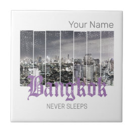 Bangkok Skyline Vintag BKK Retro Thailand Design Fliese