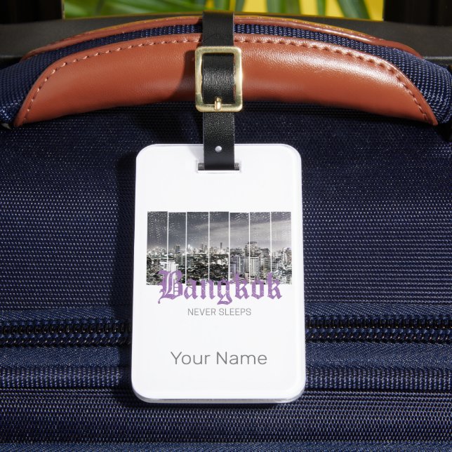 Bangkok Skyline Vintag BKK Retro Thailand Design Gepäckanhänger (Vorderseite Insitu 2)