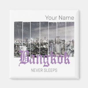 Bangkok Skyline Vintag BKK Retro Thailand Design Magnet
