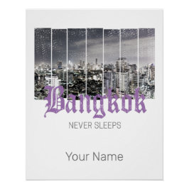 Bangkok Skyline Vintag BKK Retro Thailand Design Poster