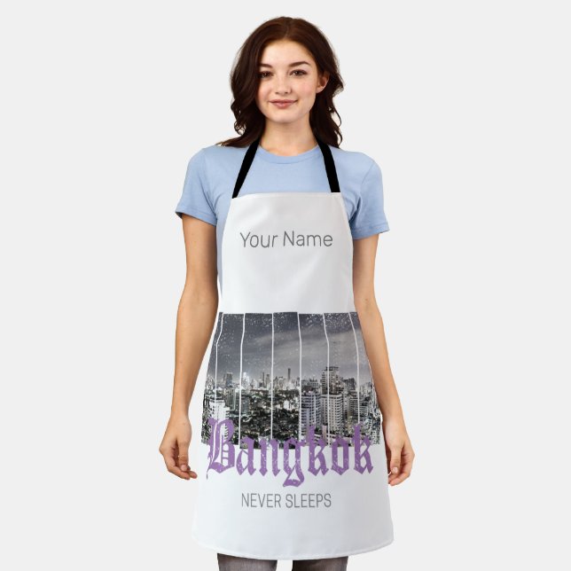 Bangkok Skyline Vintag BKK Retro Thailand Design Schürze (Getragen)