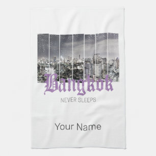 Bangkok-Skyline Vintage BKK Retro Thailand Design Geschirrtuch