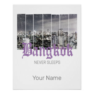 Bangkok-Skyline Vintage BKK Retro Thailand Design Poster