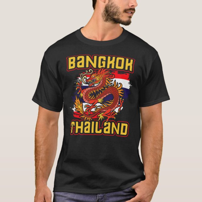 Bangkok Thai Flag Asia Dragon Thailand T-Shirt (Vorderseite)