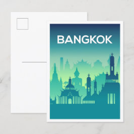 Bangkok Thailand Art Travel Illustration Postkarte