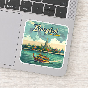 Bangkok Thailand Asia Vintage Travel Tempel Aufkleber