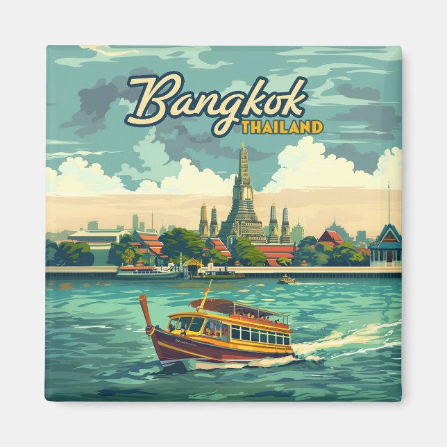 Bangkok Thailand Asia Vintage Travel Tempel Magnet (Vorne)