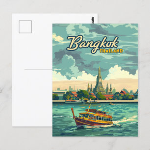 Bangkok Thailand Asia Vintage Travel Tempel Postkarte