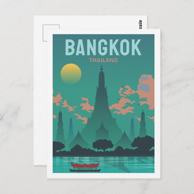 Bangkok Thailand Berühmter Ausstellungsort Illustr Postkarte (Vorne/Hinten)