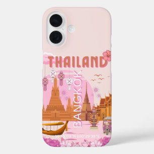 Bangkok Thailand Boho Retro Reiseplakat iPhone 16 Hülle