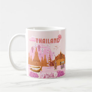 Bangkok Thailand Boho Retro Reiseplakat Kaffeetasse