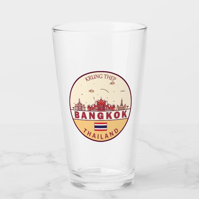 Bangkok Thailand City Skyline Emblem Glas (Vorderseite)