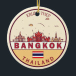 Bangkok Thailand City Skyline Emblem Keramik Ornament<br><div class="desc">Bangkok minimalistisches,  farbenfrohes Kunstdesign mit Sehenswürdigkeiten und Sehenswürdigkeiten der Stadt in Thailand.</div>