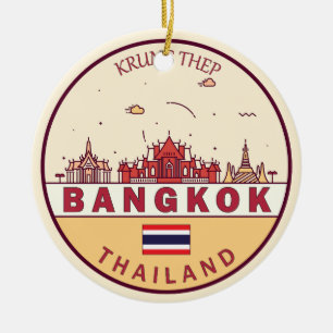 Bangkok Thailand City Skyline Emblem Keramik Ornament