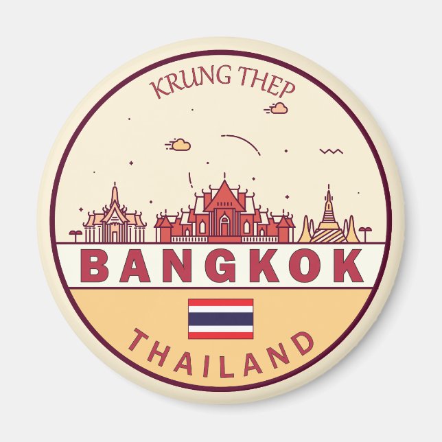 Bangkok Thailand City Skyline Emblem Magnet (Vorne)