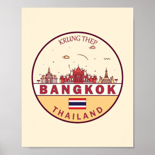 Bangkok Thailand City Skyline Emblem Poster
