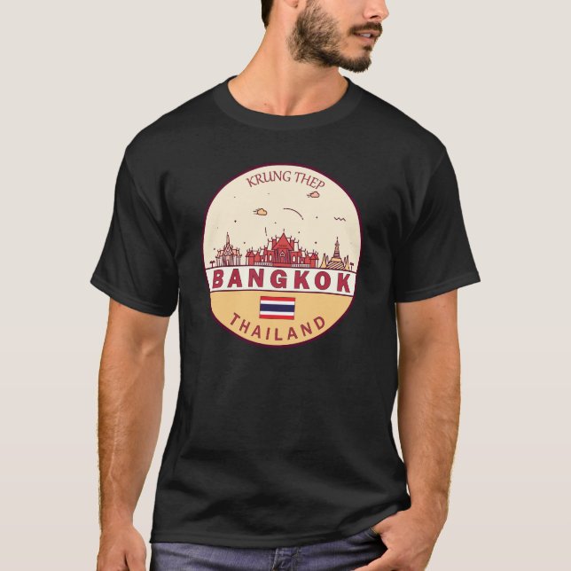 Bangkok Thailand City Skyline Emblem T-Shirt (Vorderseite)