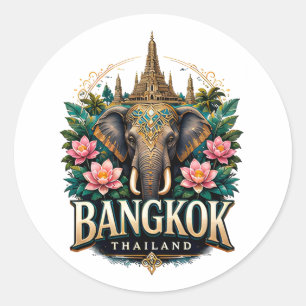 Bangkok Thailand Elefant Reise Souvenir Runder Aufkleber