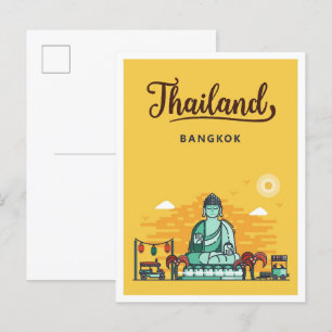 Bangkok Thailand Kunst Vintage Reiseillustration Postkarte