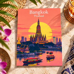 Bangkok, Thailand Lebendige Vintage-Reise Postkarte