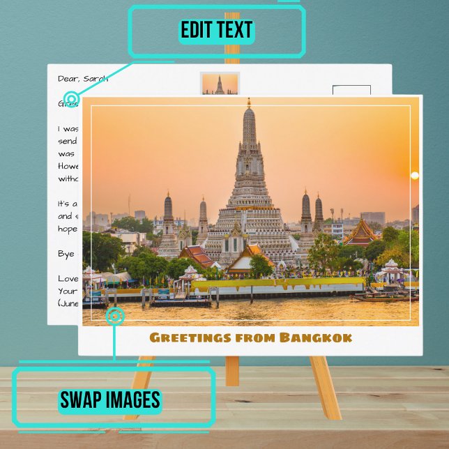Bangkok Thailand mit Wat Arun Tempel bei Sunset Postkarte (Please enjoy our postcards and see the others in the collection.)