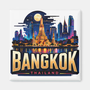 Bangkok Thailand Nacht Skyline Reise Souvenir Magnet