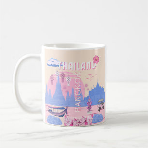 Bangkok Thailand Pastell Reise Blau Rosa Poster Kaffeetasse