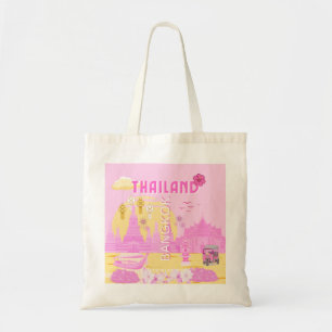 Bangkok Thailand Reiseplakat Rosa Retro-Kunst Tragetasche