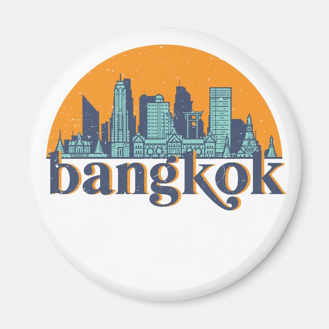 Bangkok Thailand Retro City Skyline City Art Magnet (Vorne)
