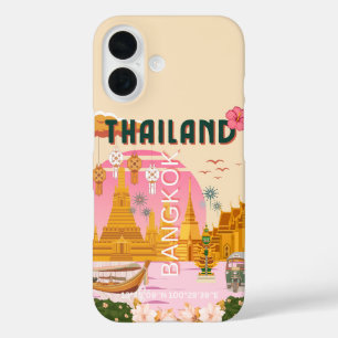 Bangkok Thailand Retro Vintage Reiseposter iPhone 16 Hülle
