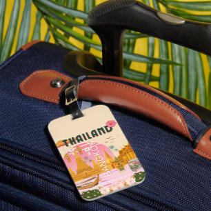Bangkok Thailand Retro Vintage Reiseposter Gepäckanhänger
