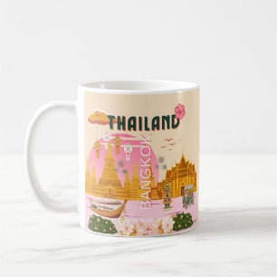 Bangkok Thailand Retro Vintage Reiseposter Kaffeetasse