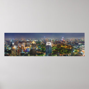 Bangkok Thailand Skyline bei Night Panorama Poster