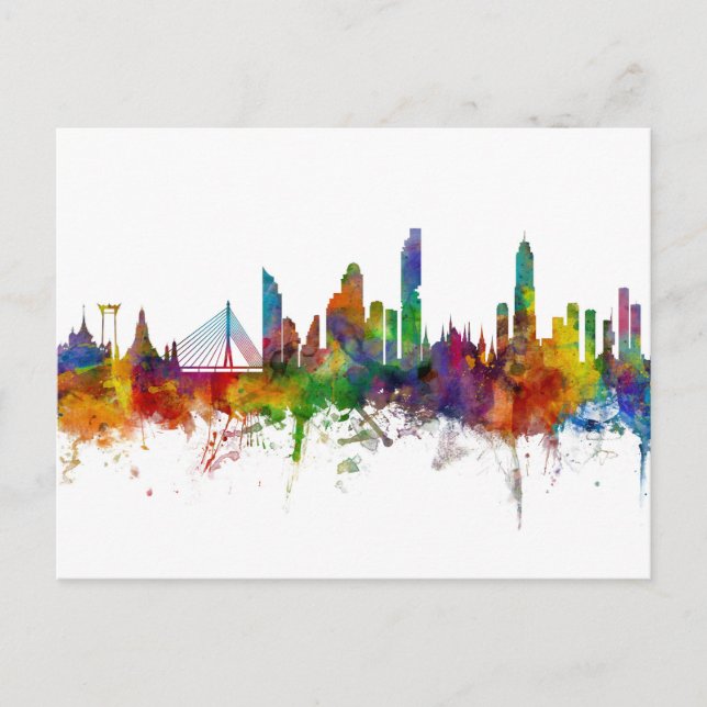 Bangkok Thailand Skyline Postkarte (Vorderseite)