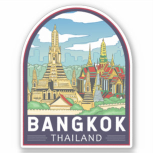 Bangkok Thailand Travel Retro Emblem Aufkleber