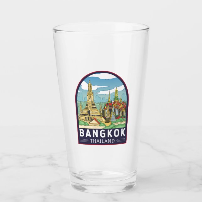 Bangkok Thailand Travel Retro Emblem Glas (Vorderseite)