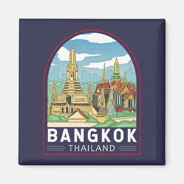 Bangkok Thailand Travel Retro Emblem Magnet (Vorne)
