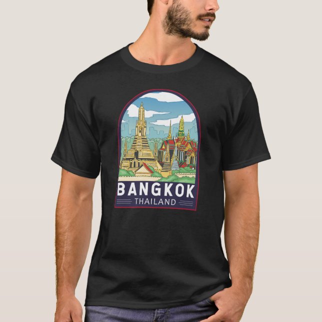 Bangkok Thailand Travel Retro Emblem T-Shirt (Vorderseite)