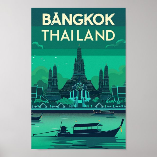 Bangkok Thailand Vintag Berühmter Reiseort Poster (Vorne)
